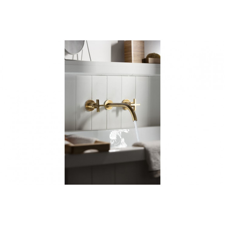 Abode Serenitie Wall Mounted Basin/Bath Mixer - Antique Brass Bathroom Taps