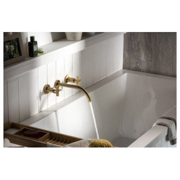Abode Serenitie Wall Mounted Basin/Bath Mixer - Antique Brass Bathroom Taps