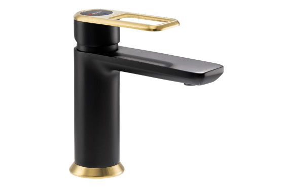 Abode Levarto Basin Mixer - Matt Black & Brass