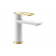 Abode Levarto Basin Mixer - Matt White & Brass