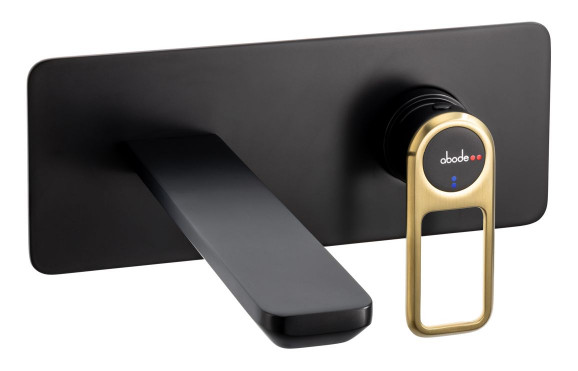 Abode Levarto Wall Mounted Basin/Bath Mixer - Matt Black & Brass