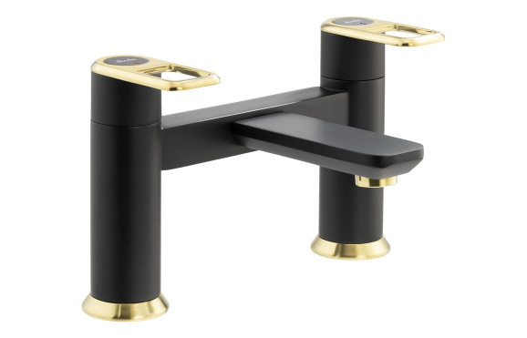 Abode Levarto Deck Mounted Bath Filler - Matt Black & Brass
