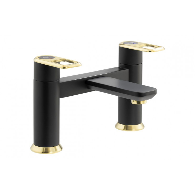 Abode Levarto Deck Mounted Bath Filler - Matt Black & Brass