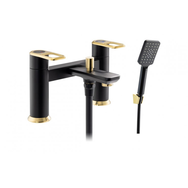 AB2800 Abode Levarto Deck Mounted Bath Shower Mixer - Matt Black & Brass