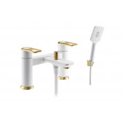 Abode Levarto Deck Mounted Bath Shower Mixer - Matt White & Brass