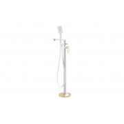 Abode Levarto Floor Standing Bath Shower Mixer - Matt White & Brass