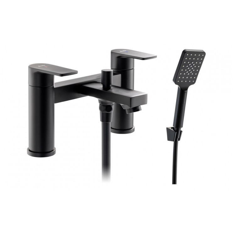 Abode Aquip Deck Mounted Bath Shower Mixer - Matt Black Bathroom Taps Abode Aquip Deck Mounted Bath Shower Mixer - Matt Black Bathroom Taps