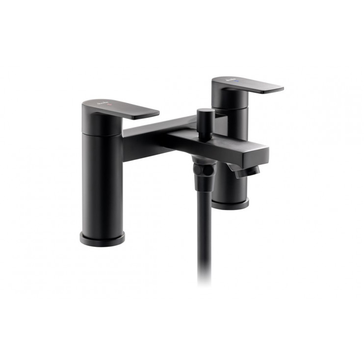 Abode Aquip Deck Mounted Bath Shower Mixer - Matt Black Bathroom Taps