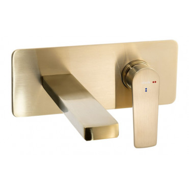 Abode Aquip Wall Mounted Basin / Bath Mixer - Brushed Brass Bathroom Taps