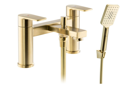 Abode Aquip Deck Mounted Bath Shower Mixer - Brushed Brass