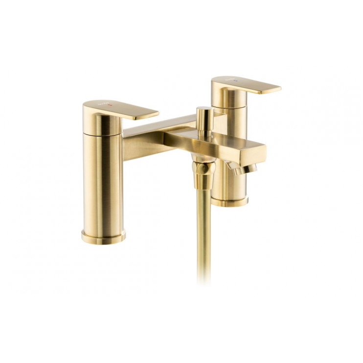 Abode Aquip Deck Mounted Bath Shower Mixer - Brushed Brass Abode Aquip Deck Mounted Bath Shower Mixer - Brushed Brass Bathroom Taps