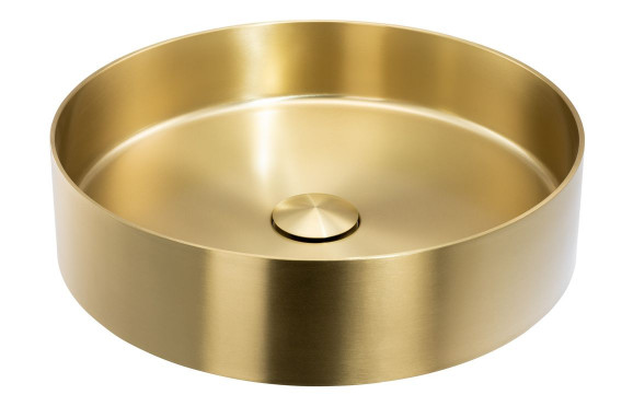 Abode Iox 375mm Round Steel Basin - PVD Brass