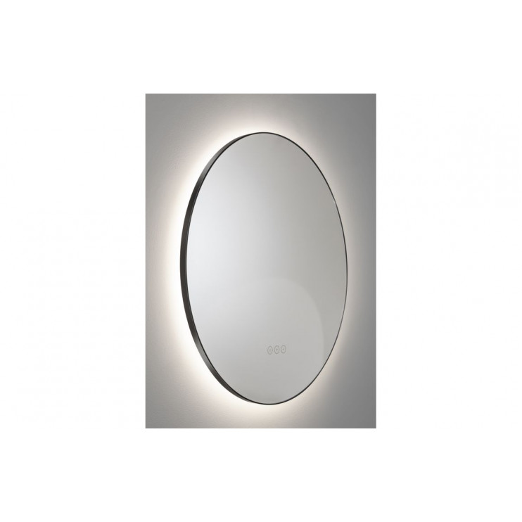 Abode Mayar 600mm Round LED Mirror - Matt Black