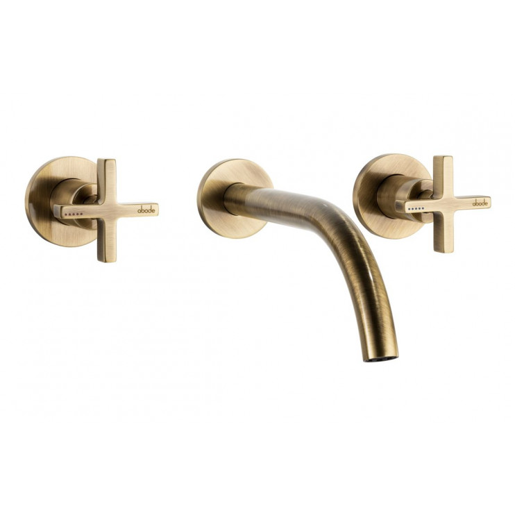 Abode Serenitie Wall Mounted Basin/Bath Mixer - Antique Brass Bathroom Taps
