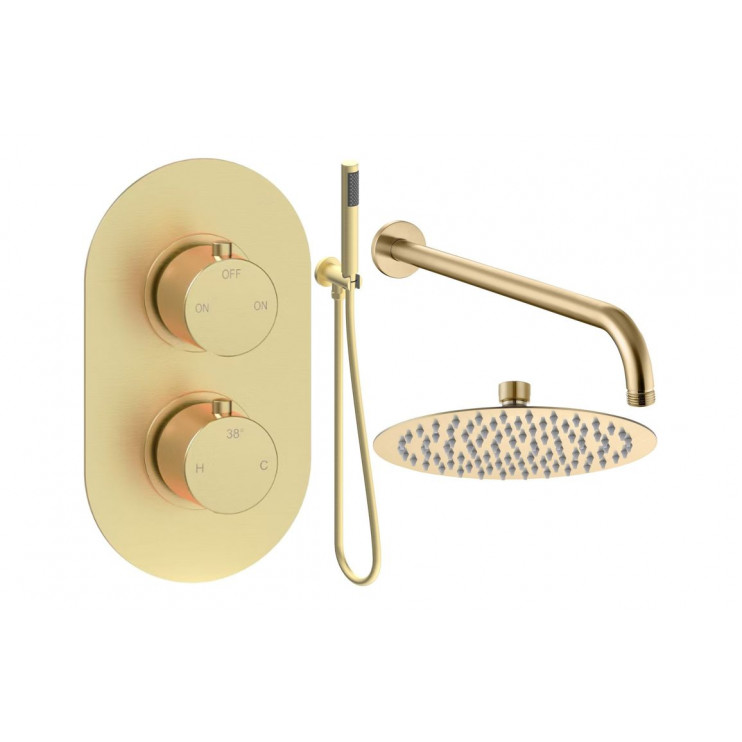 Aurora Round Shower Valve & Kit Pack 4 - Brushed Brass Aurora Round Shower Valve & Kit Pack 4 - Brushed Brass