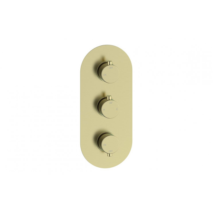 Aurora Thermostatic Two Outlet Triple Shower Valve - Brushed Brass