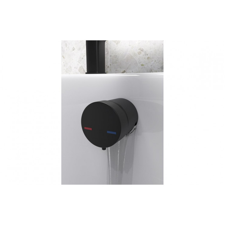 Bath Overflow Filler w/Integrated Valve - Black