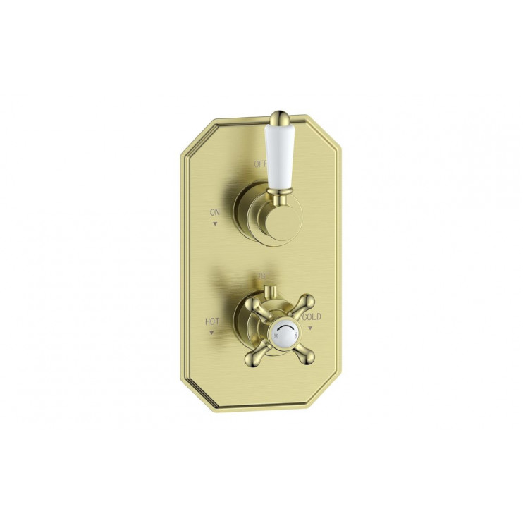 Berwick Traditional Lever Thermostatic Single Outlet Shower Valve - Brushed Brass