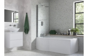 760x1500mm P Shape Bath Screen (6mm) - Chrome