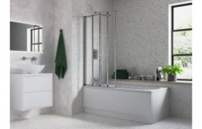 815x1400mm Framed Four Fold Bath Screen (6mm) - Chrome