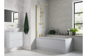 800x1400mm Square Bath Screen (6mm) - Brushed Brass