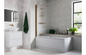 Fluted 800x1500mm Single Straight Bath Screen (5mm) - Brushed Bronze
