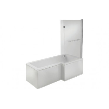 Shaped Shower Bath DIBSHP0008 Navarre L Shape SUPERCAST 1700x850x560mm 0TH Shower Bath Pack (RH) - Chrome