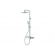 Vema Thermostatic Shower Column w/Fixed Head  Riser  Shelf & Foot Wash - White/Chrome