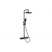 Vema Thermostatic Shower Column w/Fixed Head  Riser  Shelf & Foot Wash - Black
