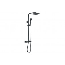 Cosmic Square Thermostatic Bar Mixer w/Riser Kit - Matt Black