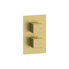 Cosmic Thermostatic Two Outlet Twin Shower Valve - Brushed Brass