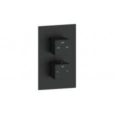 Cosmic Thermostatic Two Outlet Twin Shower Valve - Matt Black