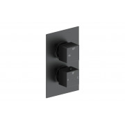 Cosmic Thermostatic Single Outlet Twin Shower Valve - Matt Black