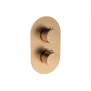 Aurora Thermostatic Two Outlet Twin Shower Valve - Brushed Bronze