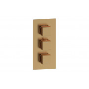 Cosmic Thermostatic Two Outlet Triple Shower Valve - Brushed Bronze