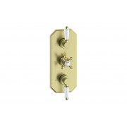 Berwick Traditional Lever Thermostatic Two Outlet Shower Valve - Brushed Brass