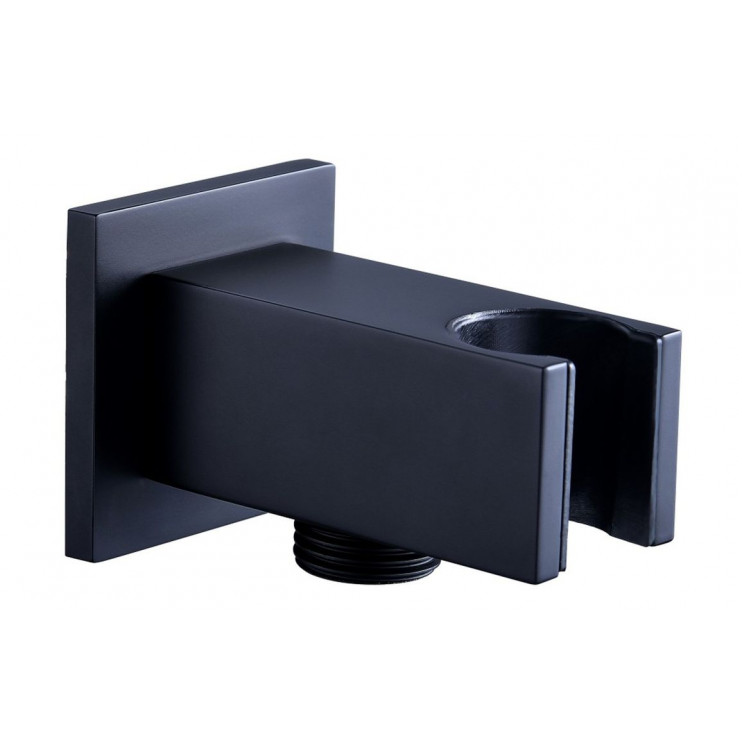 Cosmic Square Handset Wall Bracket with Wall Outlet - Matt Black Cosmic Square Handset Wall Bracket with Wall Outlet - Matt Black