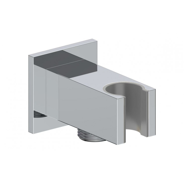 Cosmic Square Handset Wall Bracket with Wall Outlet - Chrome Cosmic Square Handset Wall Bracket with Wall Outlet - Chrome
