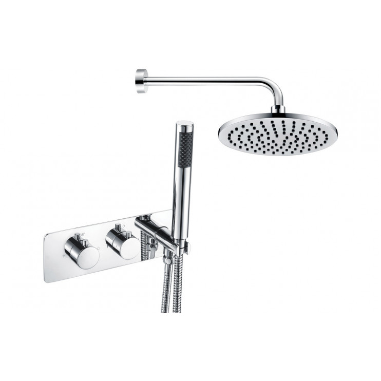 Luna Shower Pack One - Two Outlet Twin Shower Valve w/Handset & ABS Overhead - Chrome