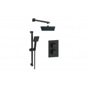 Square Concealed Valve Head & Arm Shower Pack - Matt Black