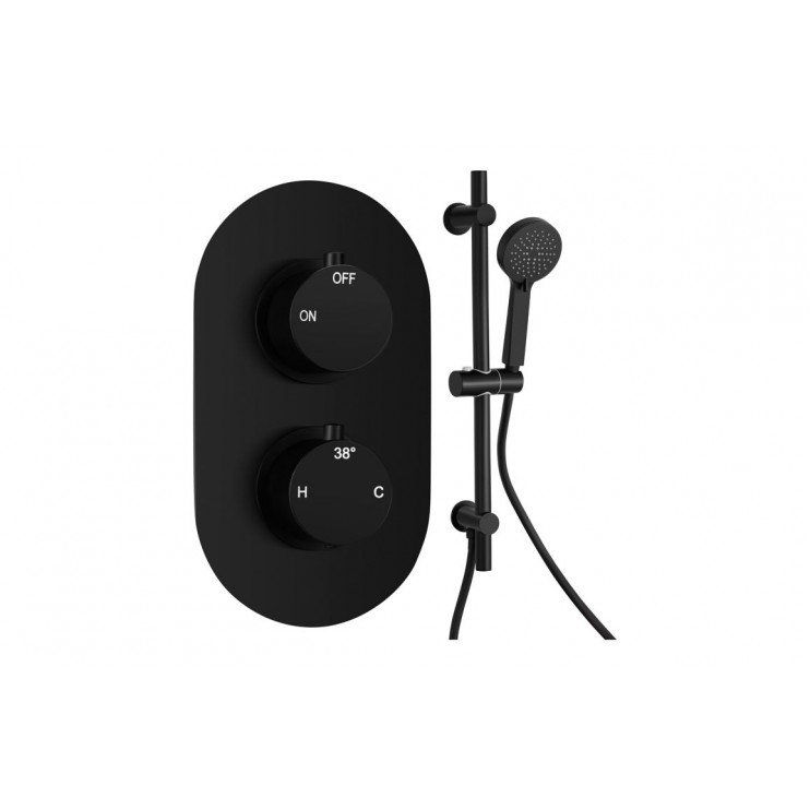 Aurora Round Shower Valve & Kit Pack 2 - Matt Black