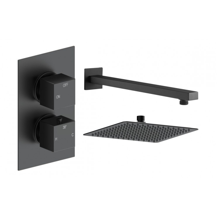 Cosmic Square Shower Valve & Kit Pack 1 - Matt Black