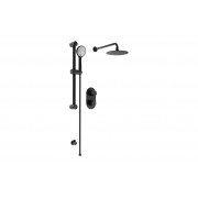 Round Concealed Valve Head & Arm Shower Pack - Black