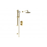 Round Concealed Valve Head & Arm Shower Pack - Brushed Brass