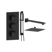 Cosmic Square Shower Valve & Kit Pack 3 - Matt Black