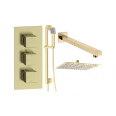 Cosmic Square Shower Valve & Kit Pack 3 - Brushed Brass