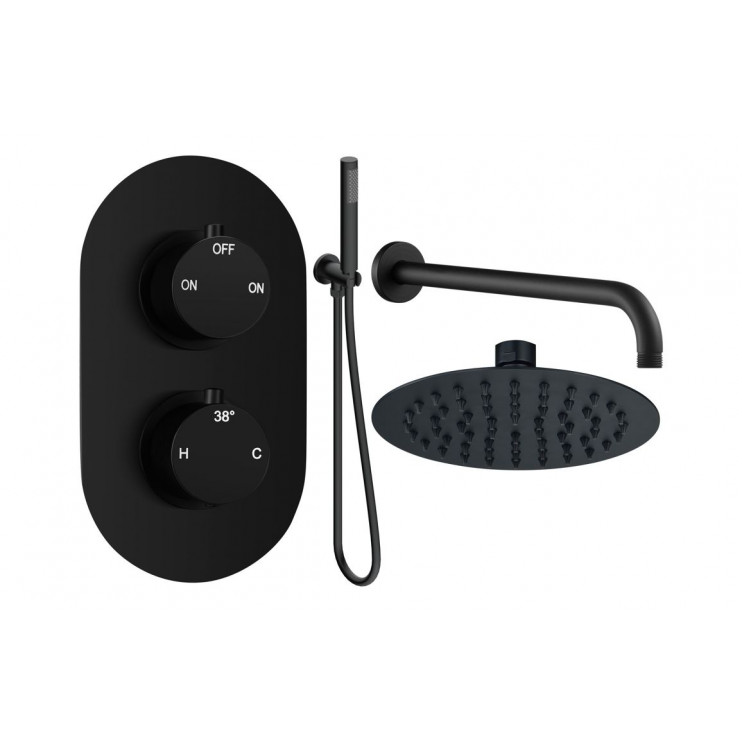 Aurora Round Shower Valve & Kit Pack 4 - Matt Black