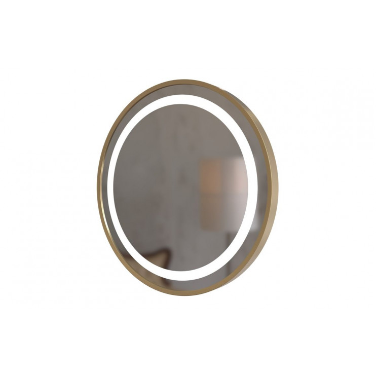 Halo 600mm Round Front-Lit LED Mirror - Brushed Brass