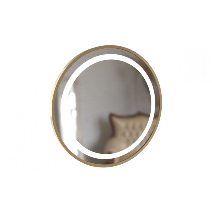 Halo 600mm Round Front-Lit LED Mirror - Brushed Brass