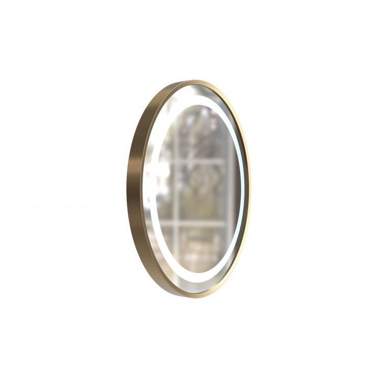 Halo 600mm Round Front-Lit LED Mirror - Brushed Brass